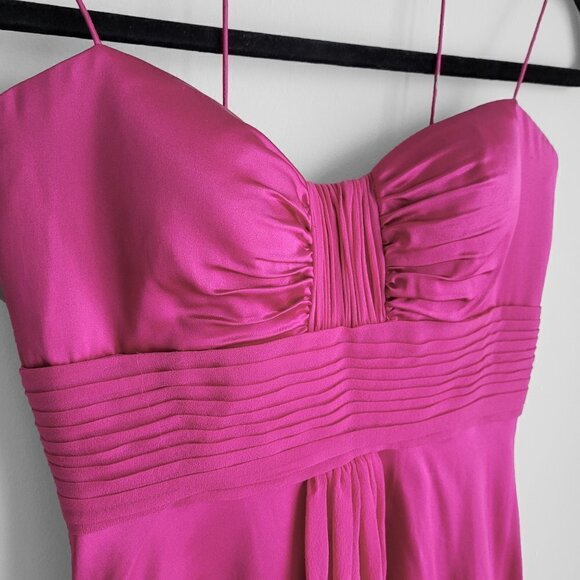 NWT Aidan Mattox Silk Hot Pink Sweetheart Neckline Cross Back Straps Dress - Picture 8 of 12